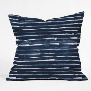 Deny Designs Pillow Cover 18x18 Navy Blue White Stripe Square Pillow Cotton